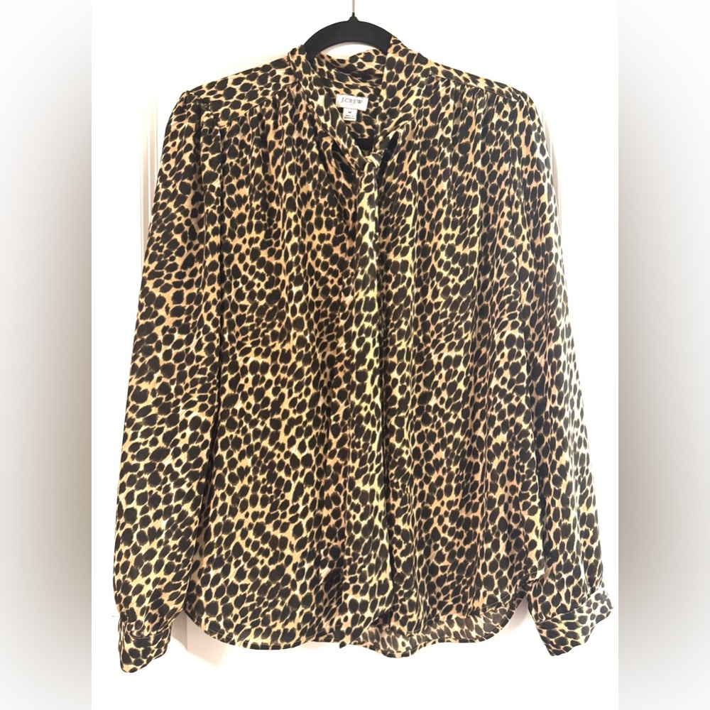 J. Crew Animal Print Blouse - Black and Tan